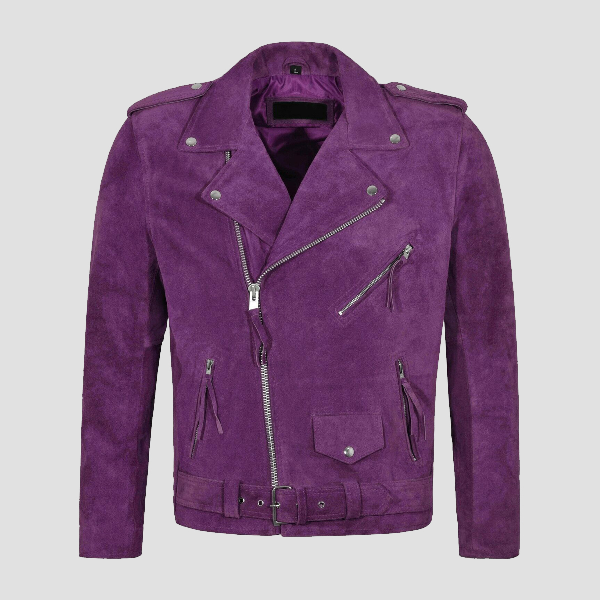 Brando Purple Suede Biker Jacket - The Vintage Leather