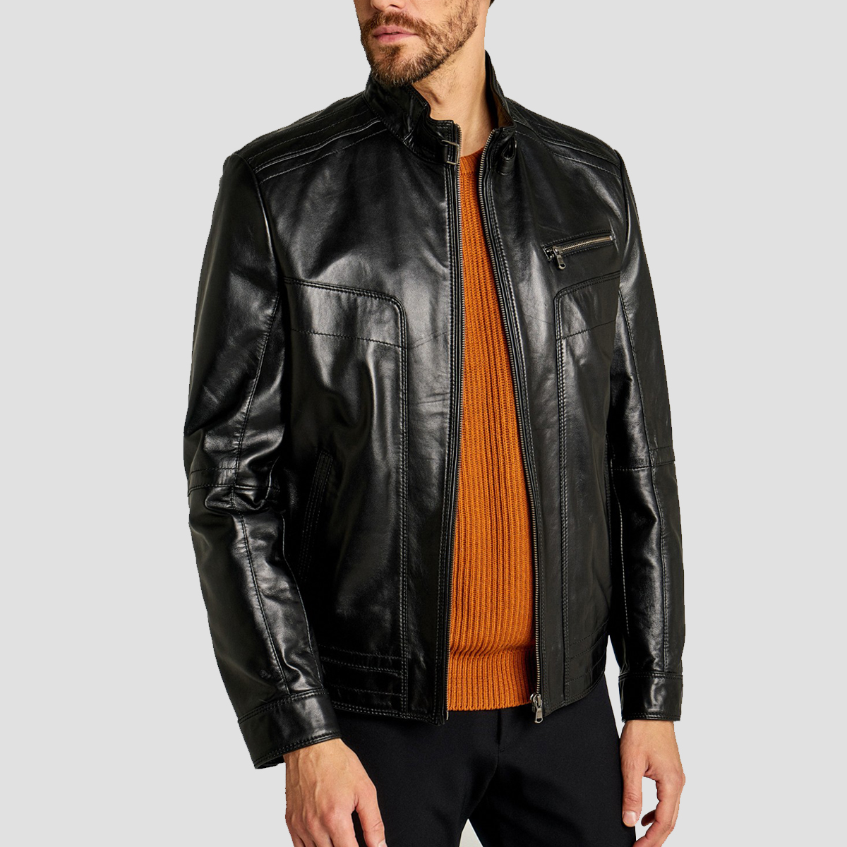 Classic Black Leather Biker Jacket - The Vintage Leather
