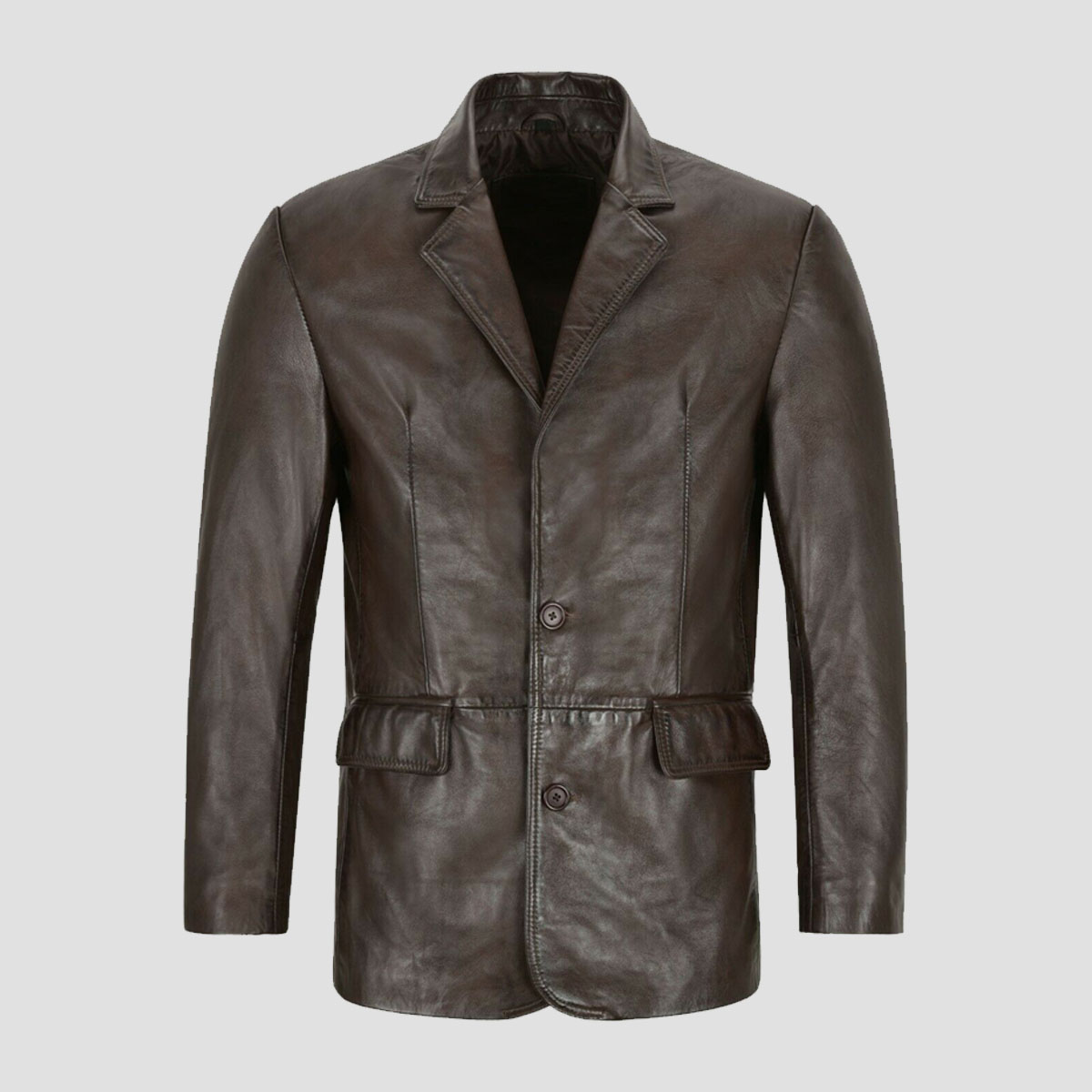 Daron Waxed Brown Leather Blazer - The Vintage Leather