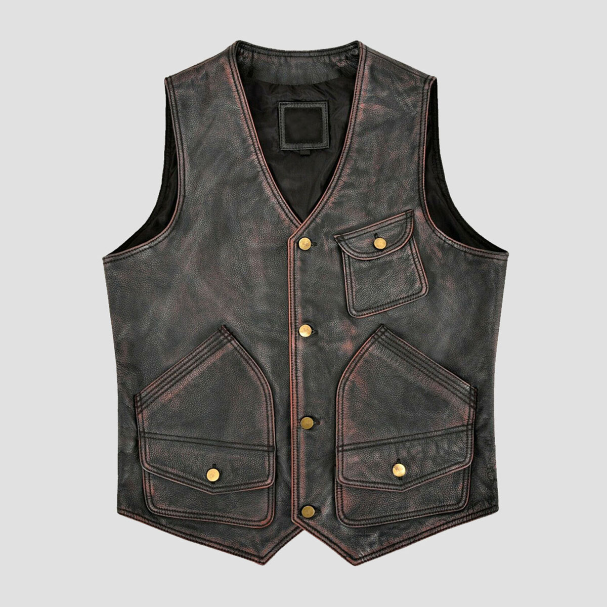 Elegant Vintage Black Leather Vest - The Vintage Leather