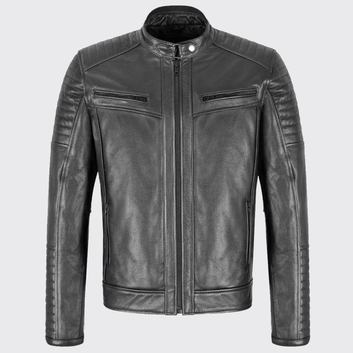 Elegant Black Leather Moto Jacket - The Vintage Leather
