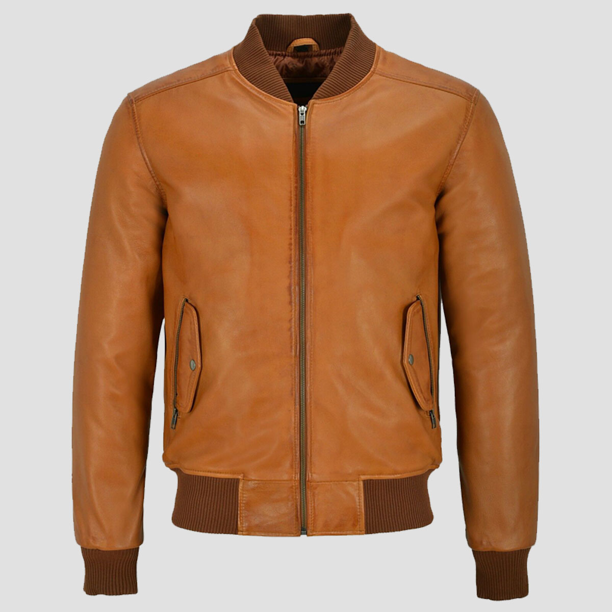 Urban Fashion Studio Ferret Antique Brown Classic Bomber Leather Jacket