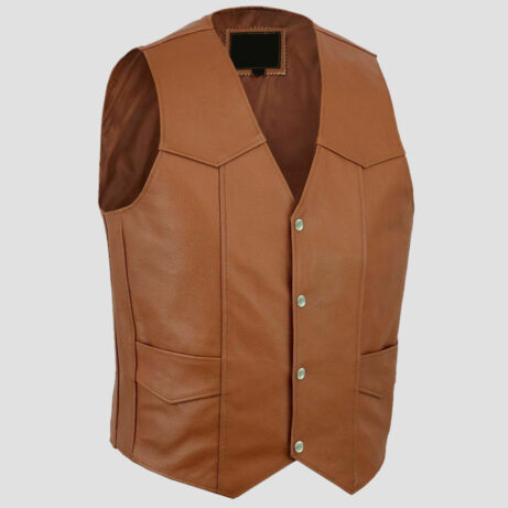 tan leather motorcycle vest mens