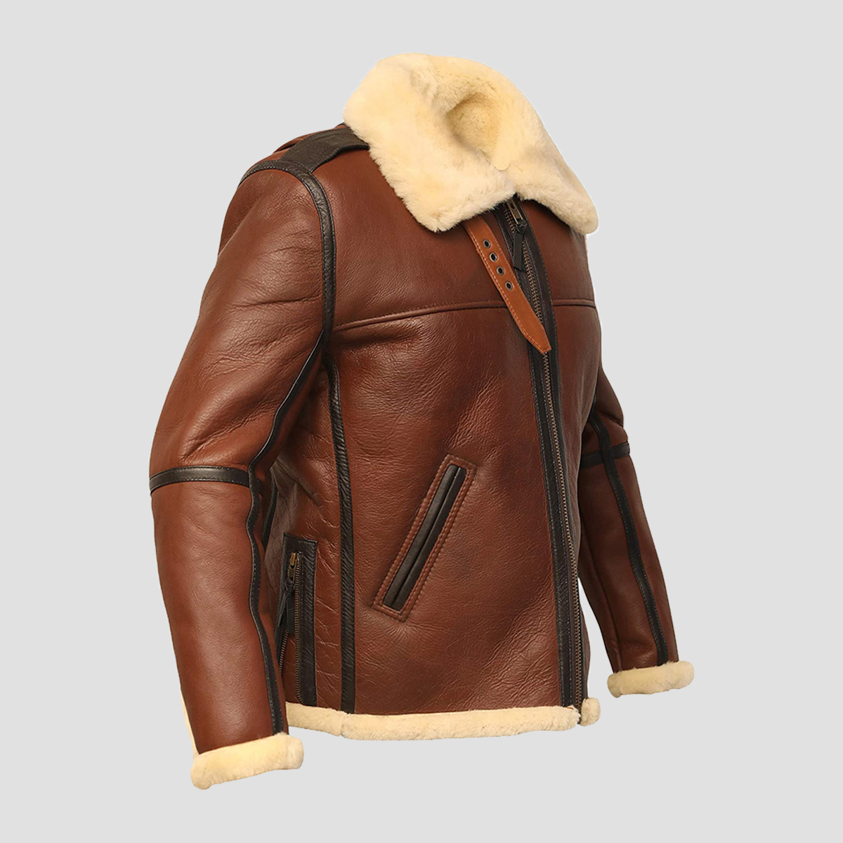 Aviator B-3 Brown Leather Bomber Jacket - The Vintage Leather