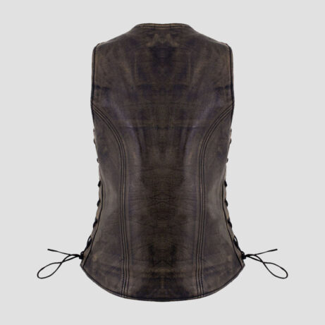 Distressed Brown Leather Biker Vest