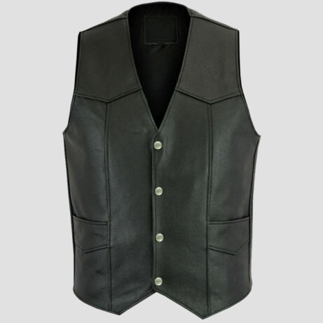 black leather motorcycle vest