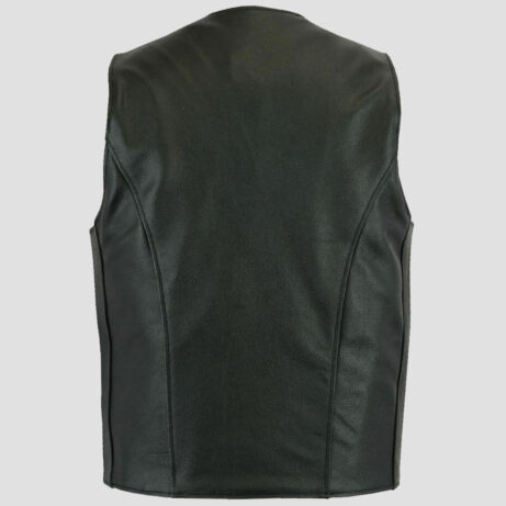 mens black leather motorcycle vest