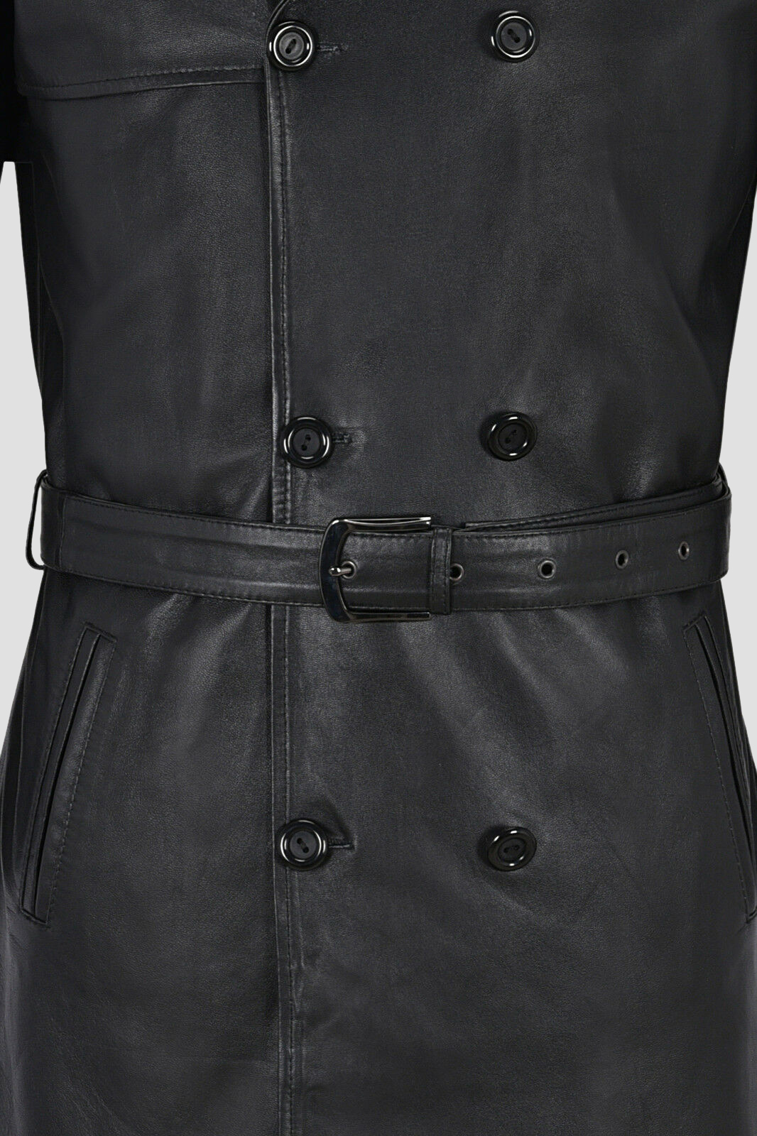 Daniel Black Leather Trench Coat - The Vintage Leather