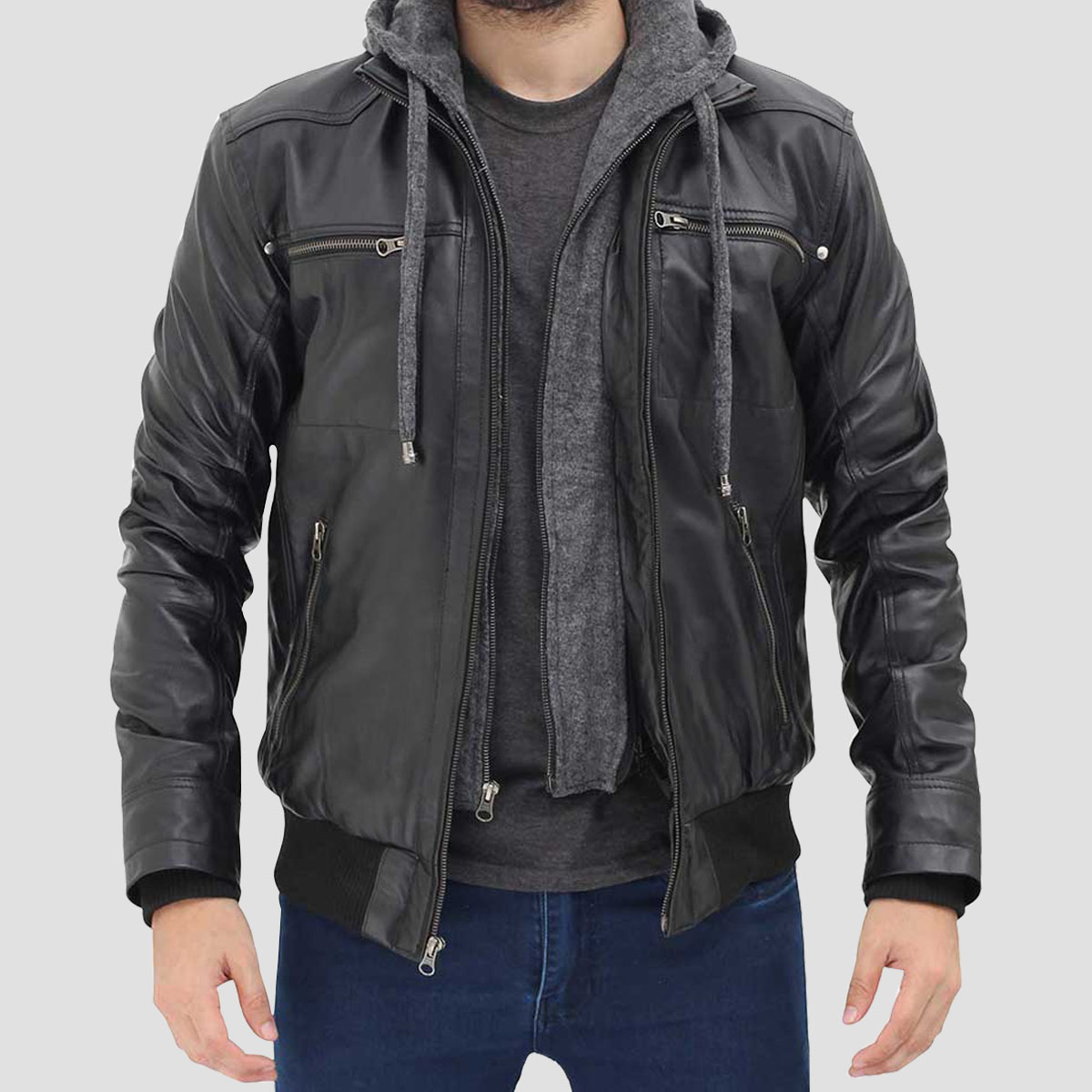 Garage Faux Leather Bomber Jacket in Black | Lyst