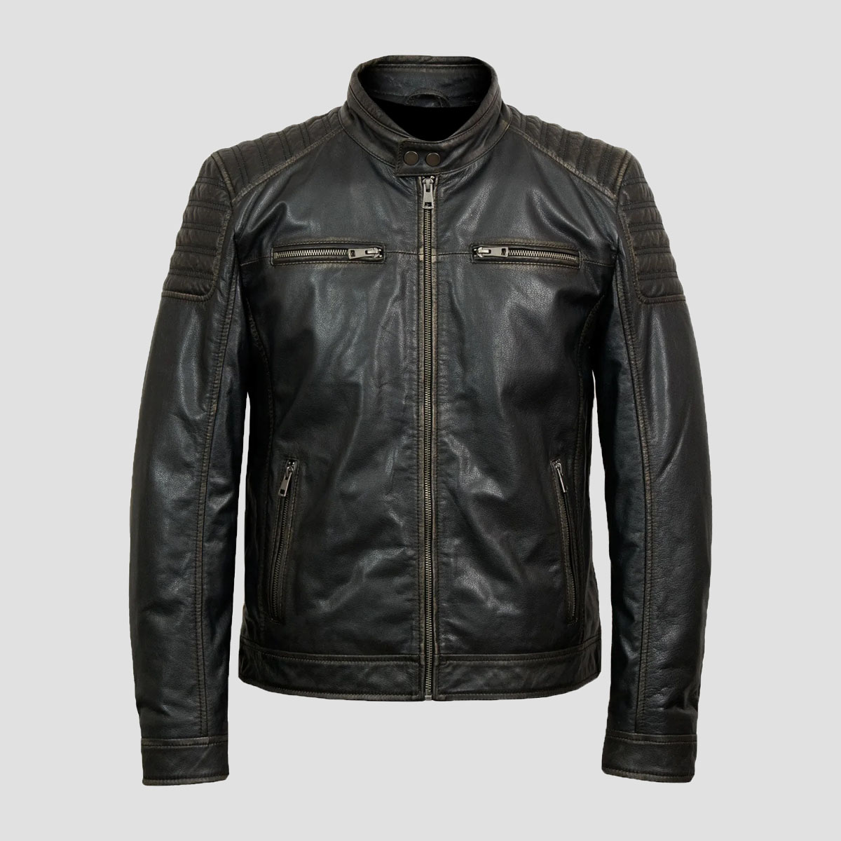 Distressed Brown Motorcycle Vintage Leather Jacket - The Vintage Leather